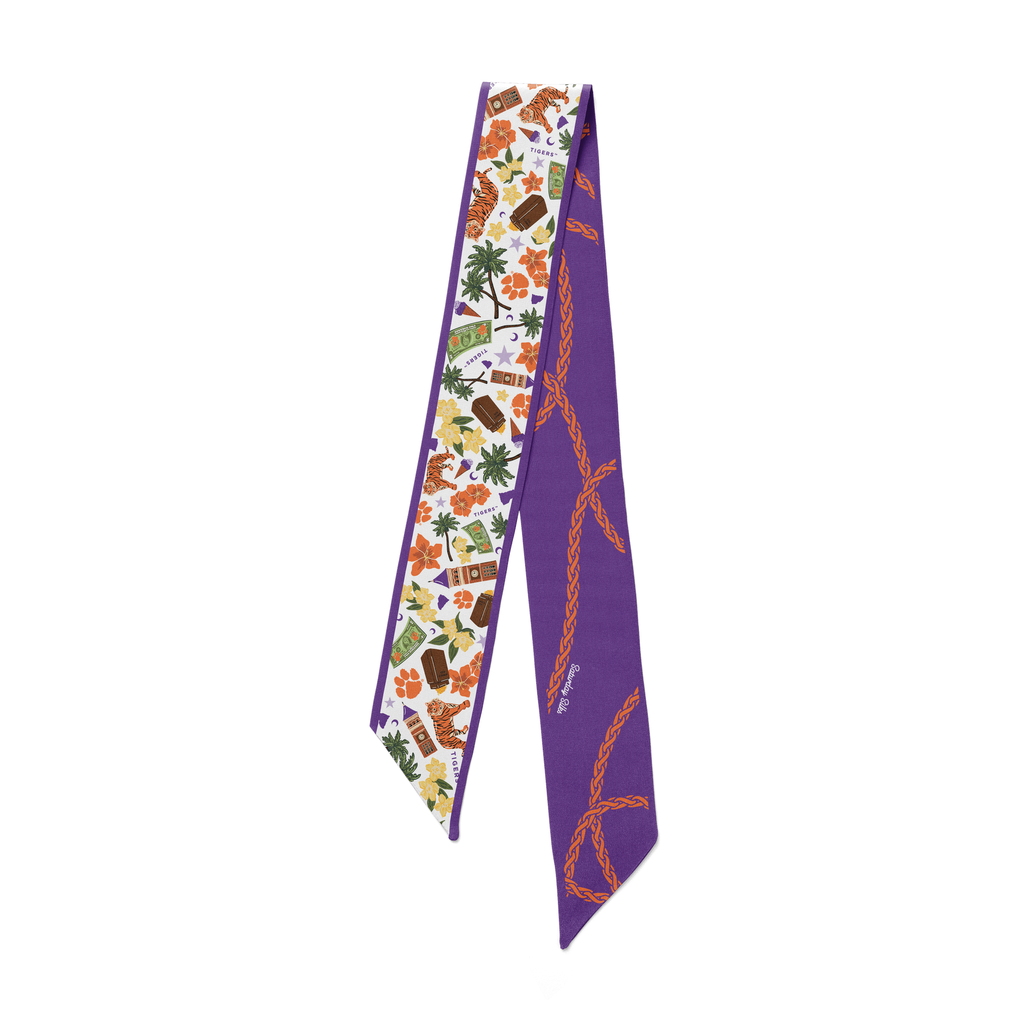 [Saturday Silks] Clemson Gameday Skinny Scarf - The Pink Pineapple 850