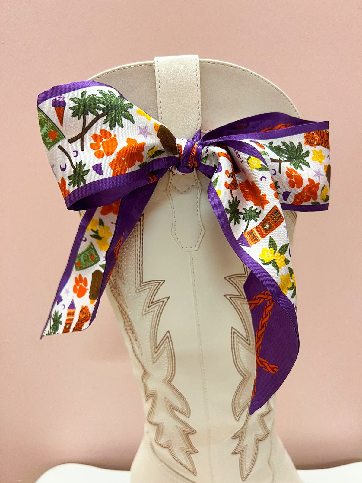 [Saturday Silks] Clemson Gameday Skinny Scarf - The Pink Pineapple 850
