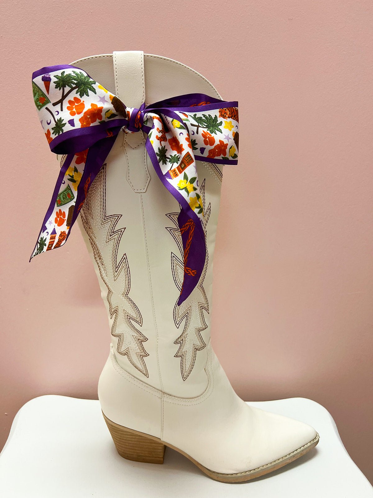 [Saturday Silks] Clemson Gameday Skinny Scarf - The Pink Pineapple 850