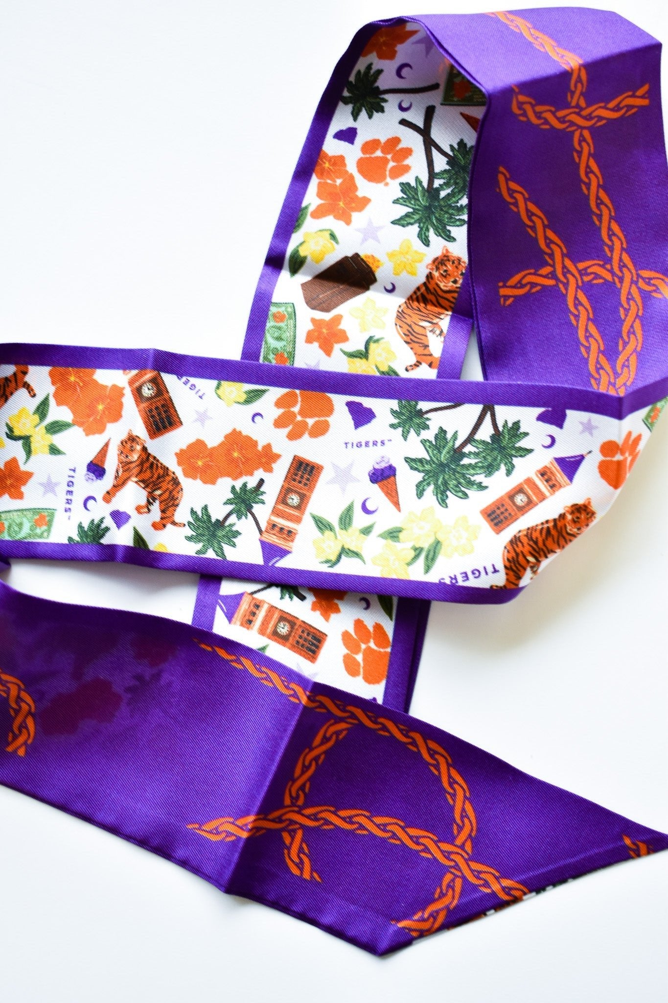 [Saturday Silks] Clemson Gameday Skinny Scarf - The Pink Pineapple 850