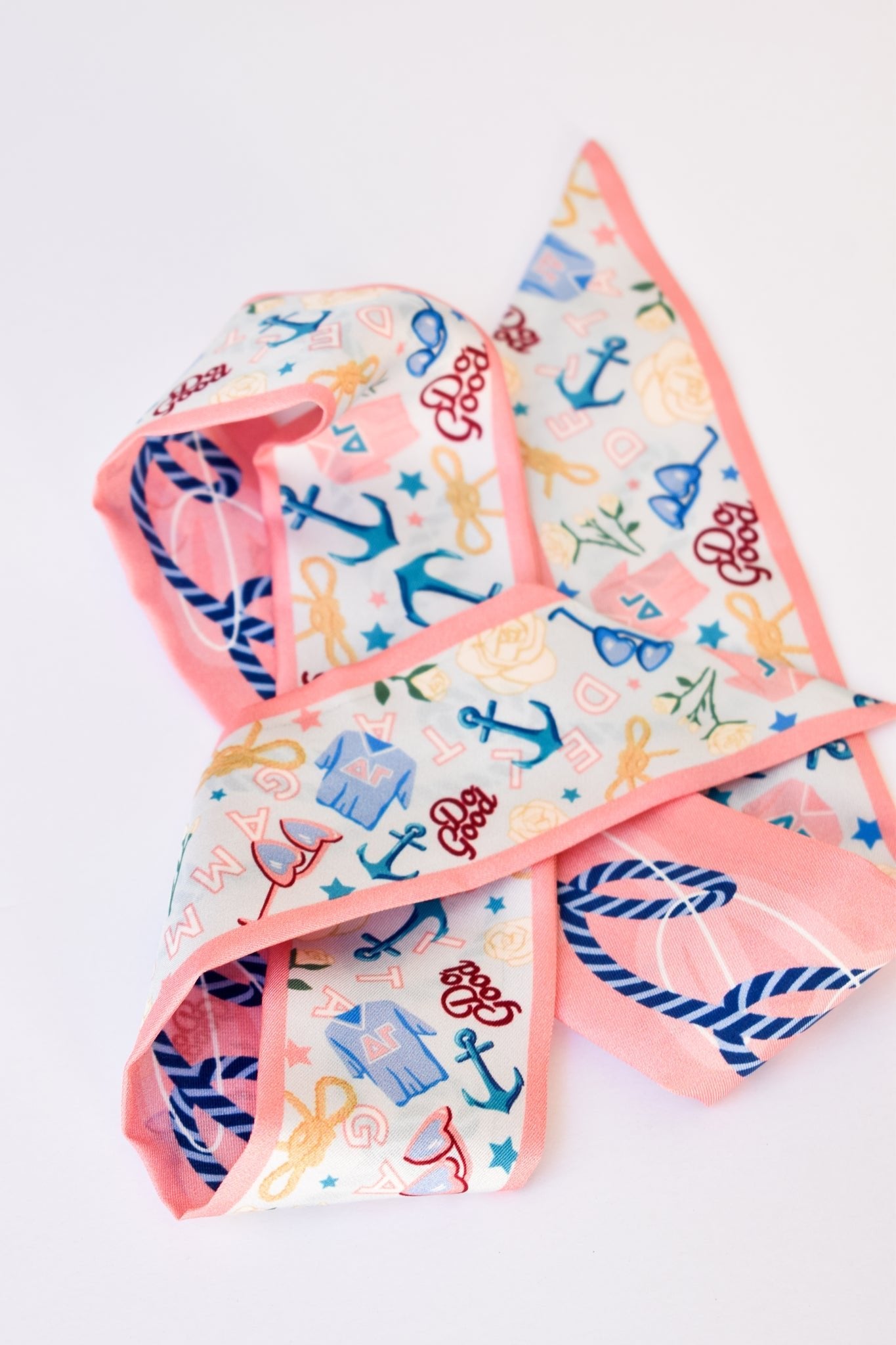 [Saturday Silks] Delta Gamma Skinny Scarf - The Pink Pineapple 850
