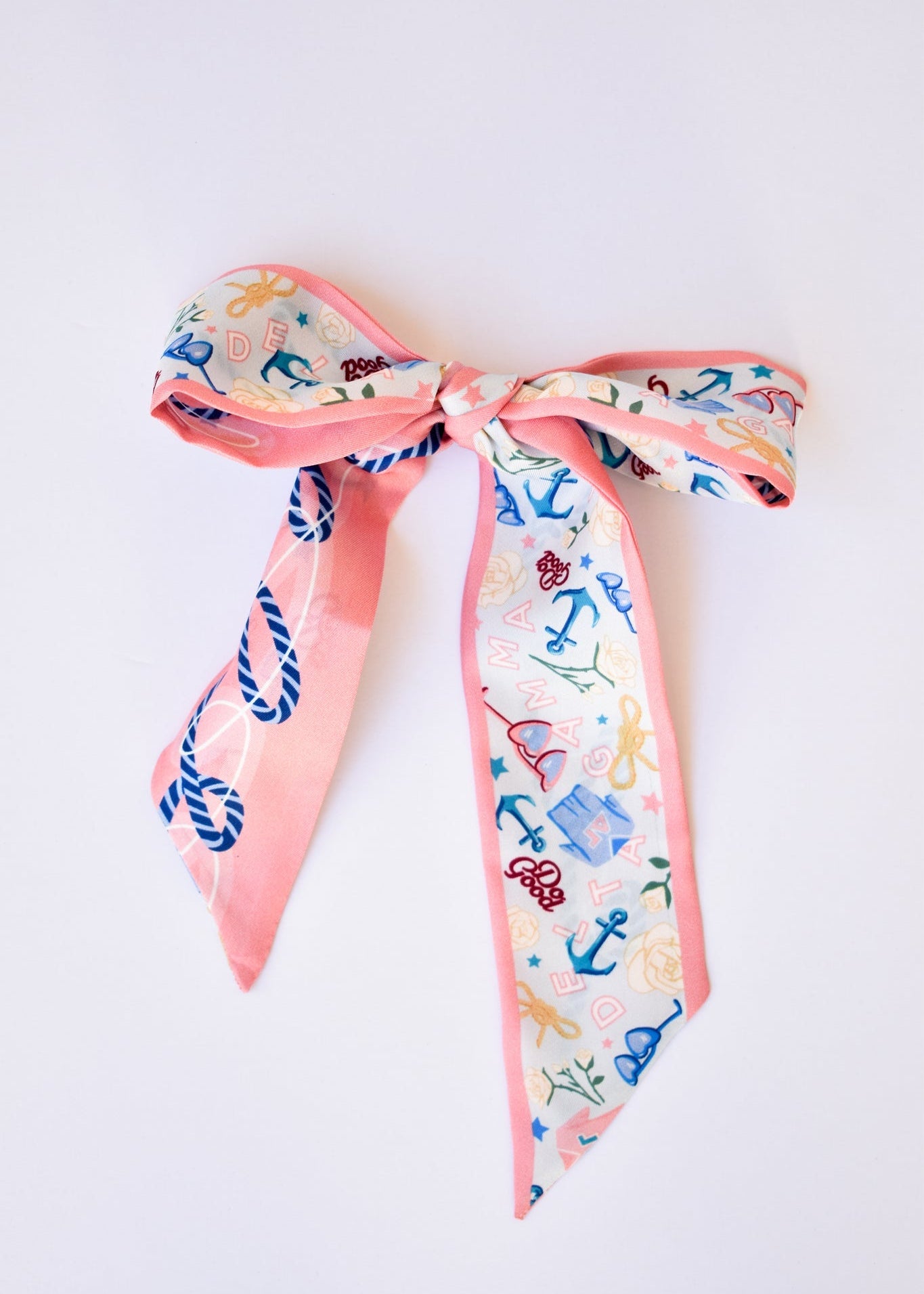 [Saturday Silks] Delta Gamma Skinny Scarf - The Pink Pineapple 850