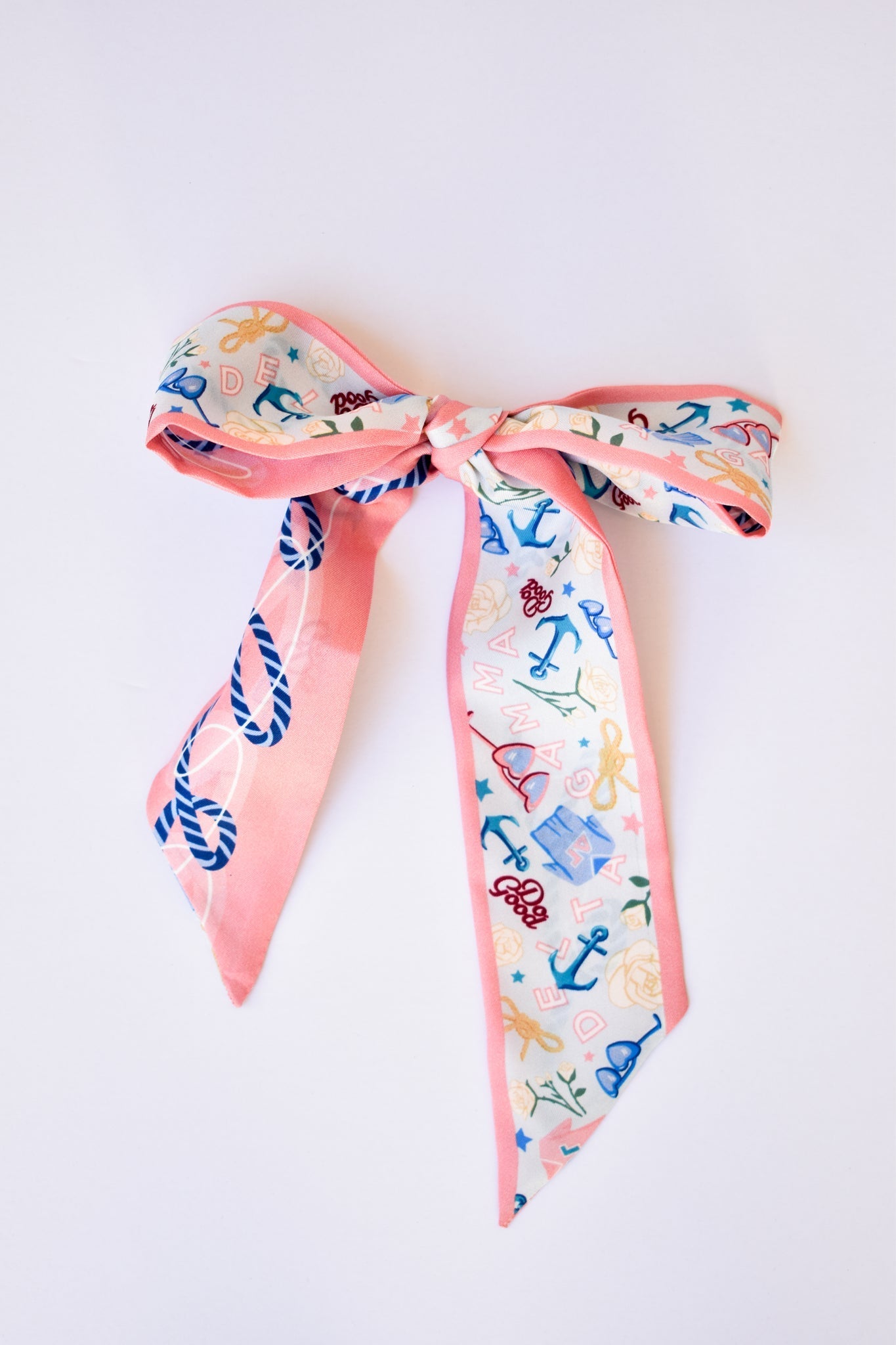 [Saturday Silks] Delta Gamma Skinny Scarf - The Pink Pineapple 850