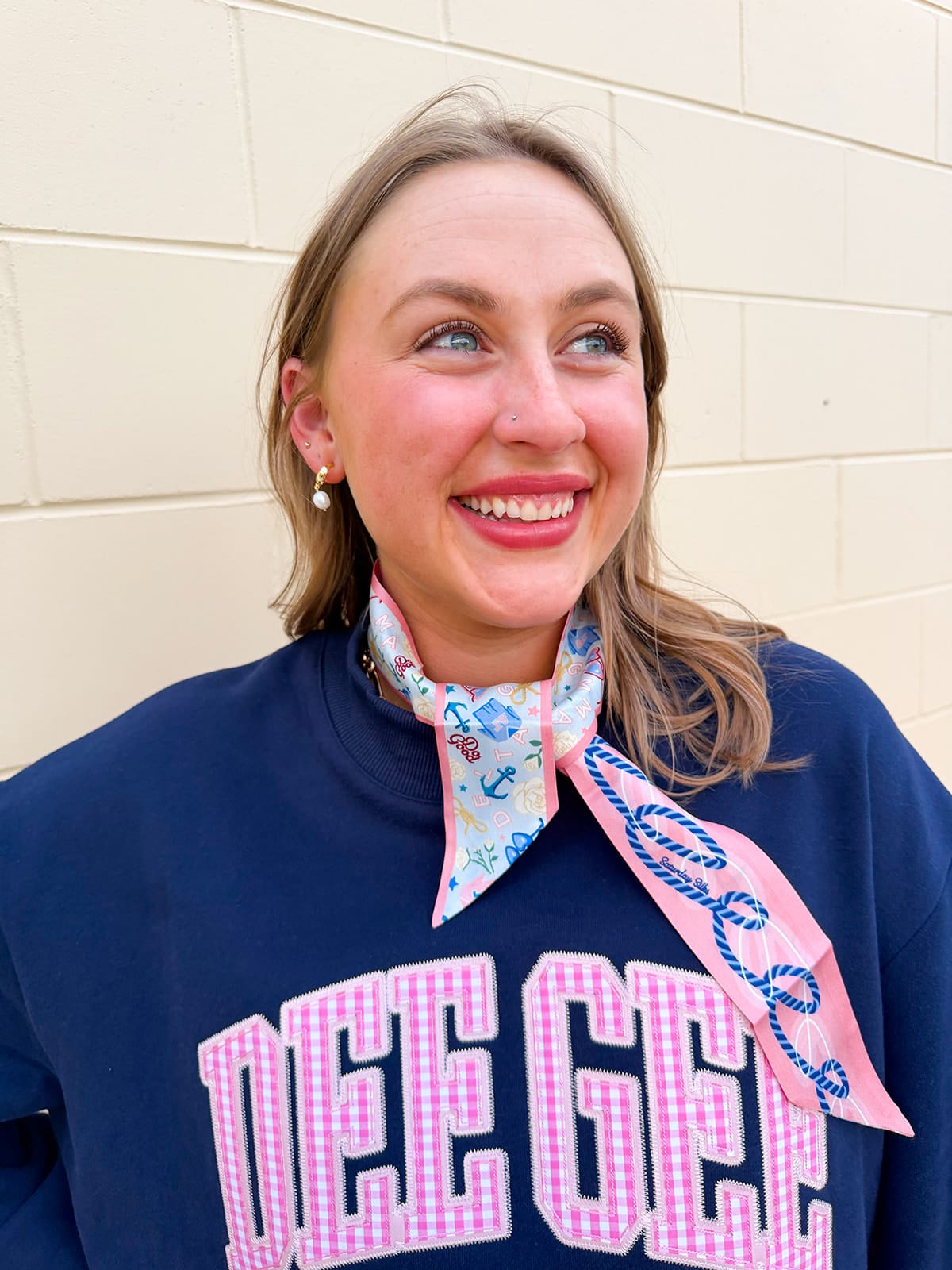 [Saturday Silks] Delta Gamma Skinny Scarf - The Pink Pineapple 850