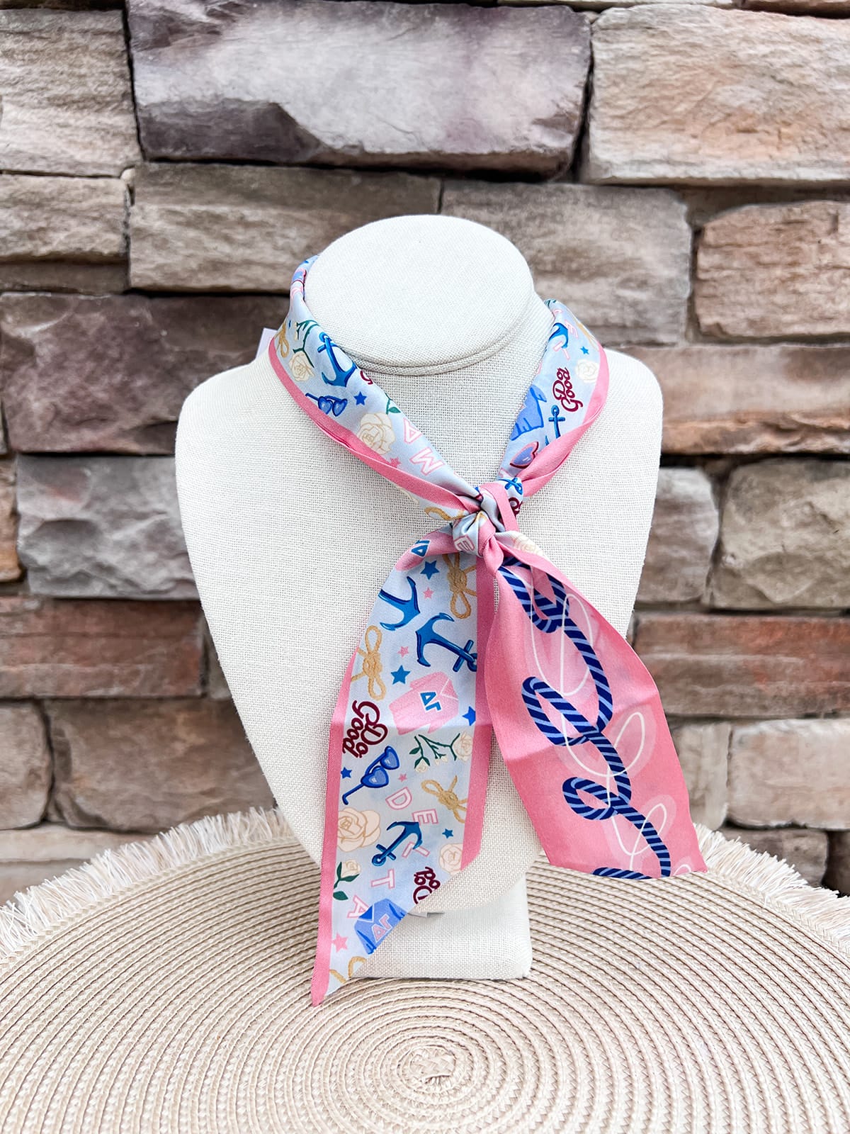 [Saturday Silks] Delta Gamma Skinny Scarf - The Pink Pineapple 850