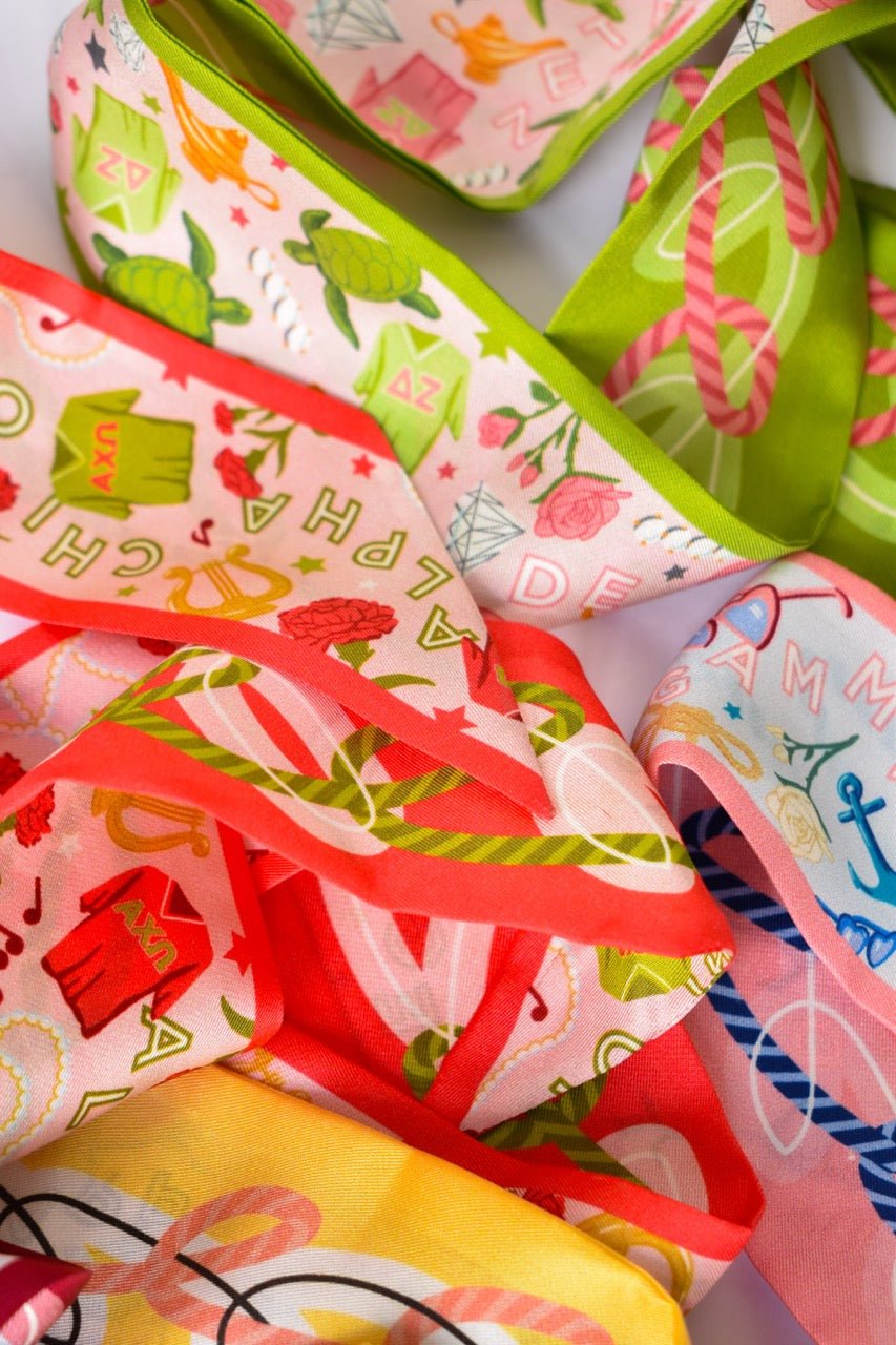 [Saturday Silks] Delta Zeta Skinny Scarf - The Pink Pineapple 850