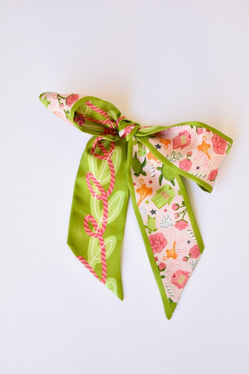 [Saturday Silks] Delta Zeta Skinny Scarf - The Pink Pineapple 850