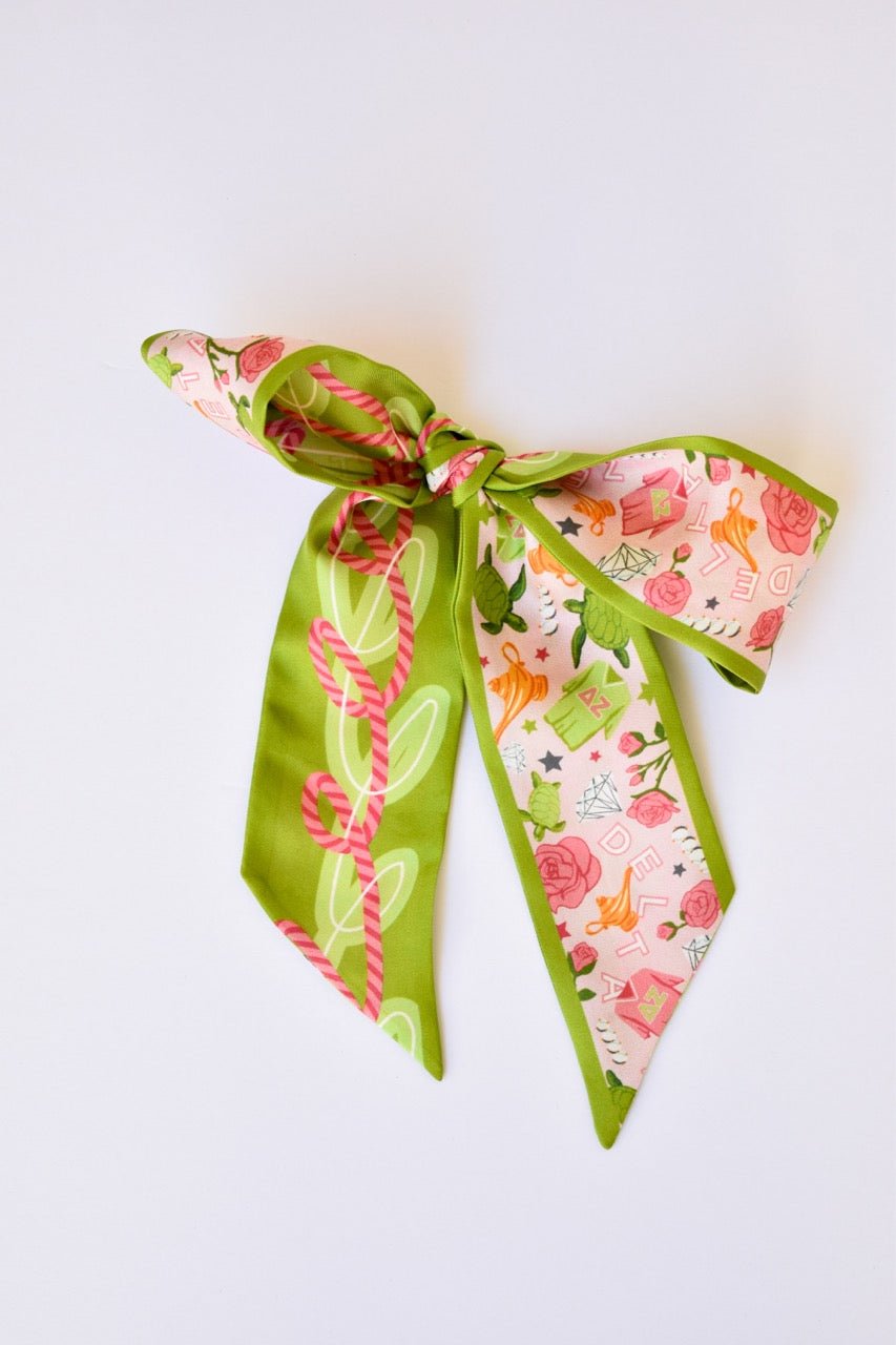 [Saturday Silks] Delta Zeta Skinny Scarf - The Pink Pineapple 850