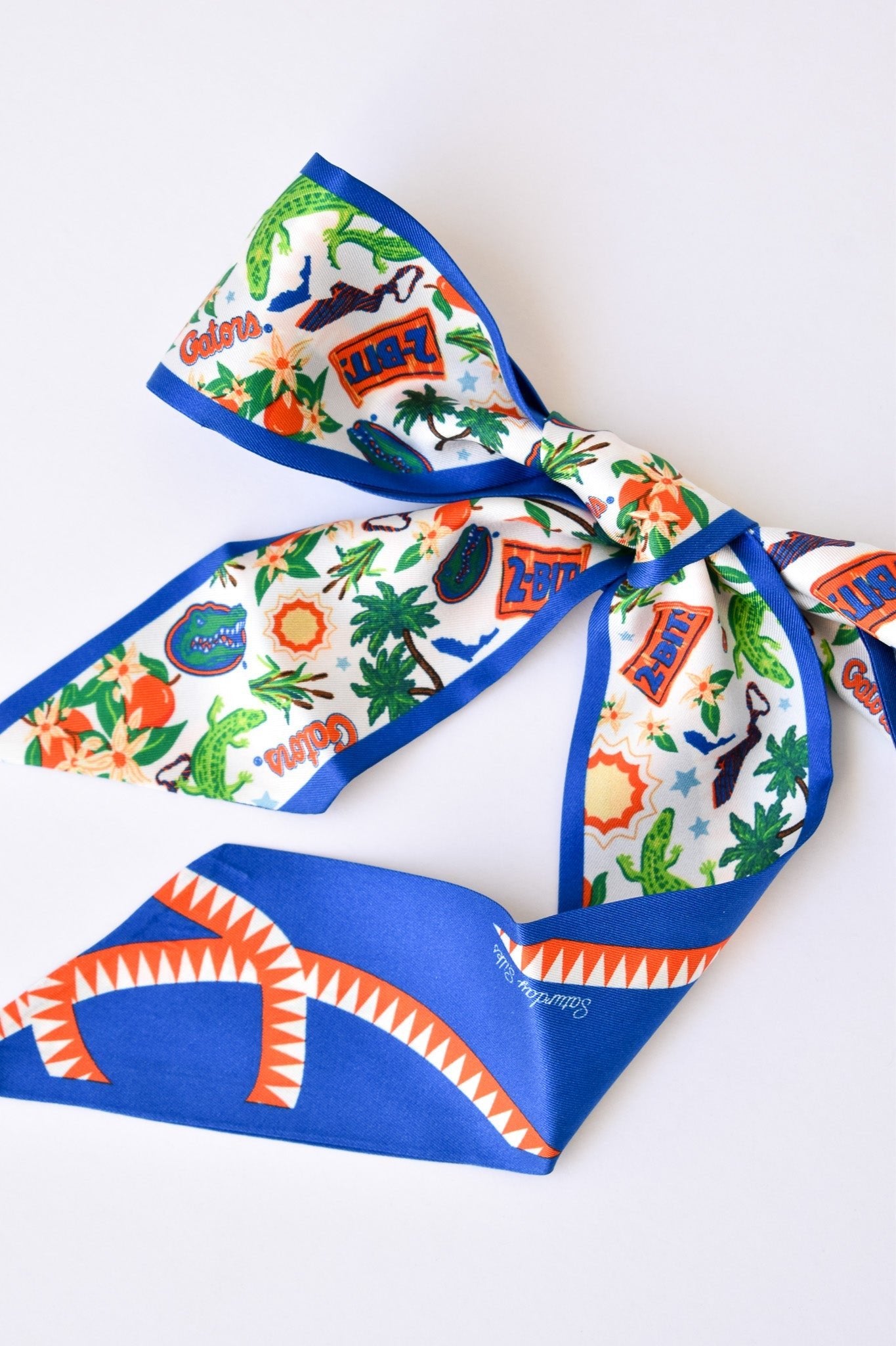 [Saturday Silks] Florida Gameday Skinny Scarf - The Pink Pineapple 850