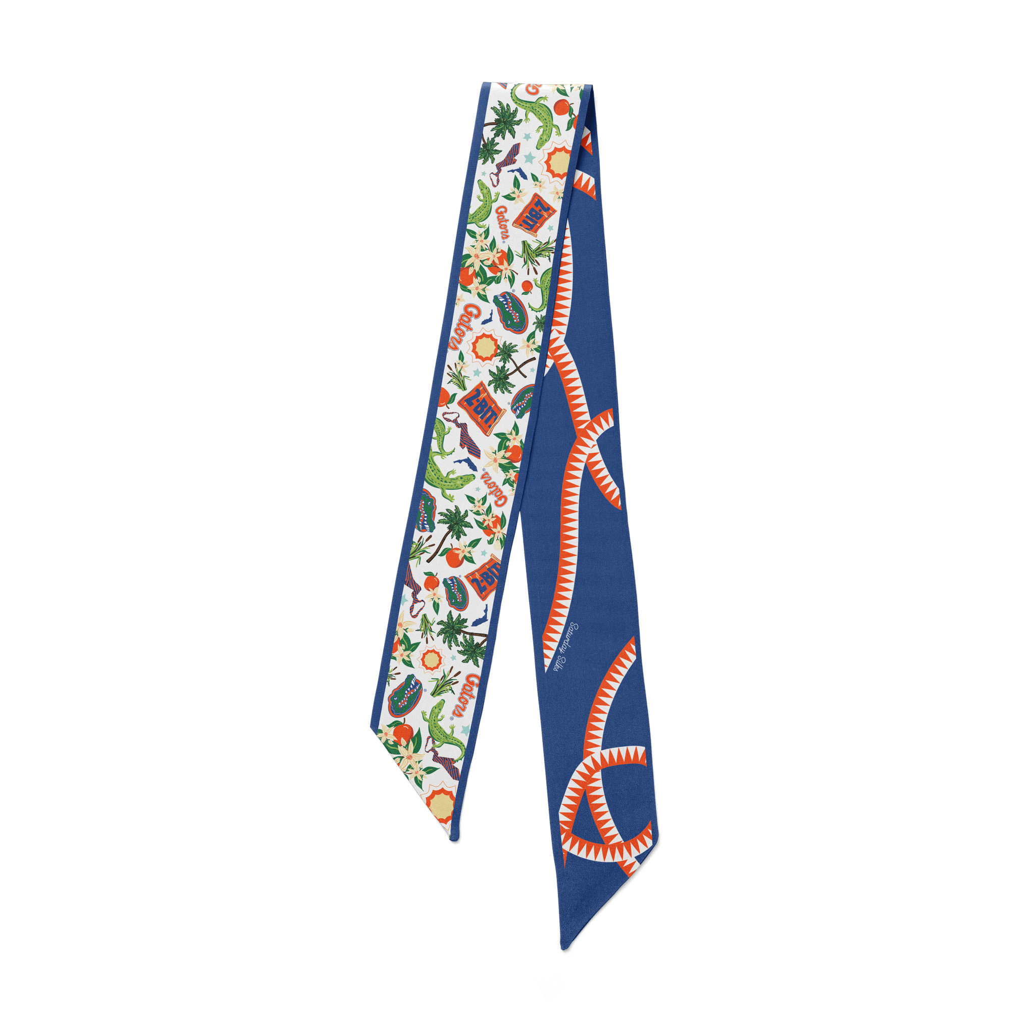 [Saturday Silks] Florida Gameday Skinny Scarf - The Pink Pineapple 850