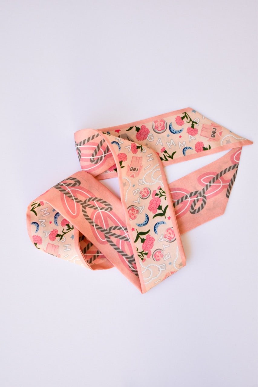 [Saturday Silks] Gamma Phi Beta Skinny Scarf - The Pink Pineapple 850