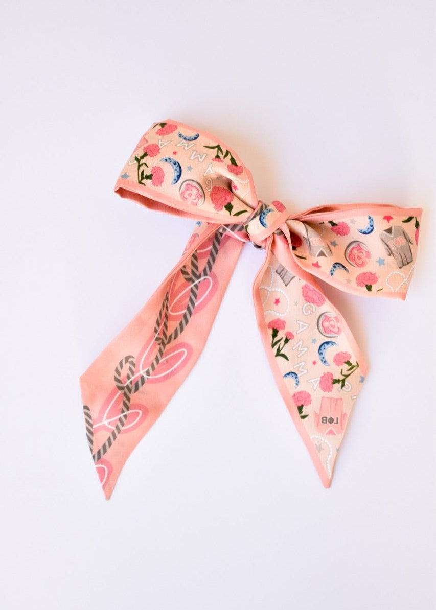 [Saturday Silks] Gamma Phi Beta Skinny Scarf - The Pink Pineapple 850