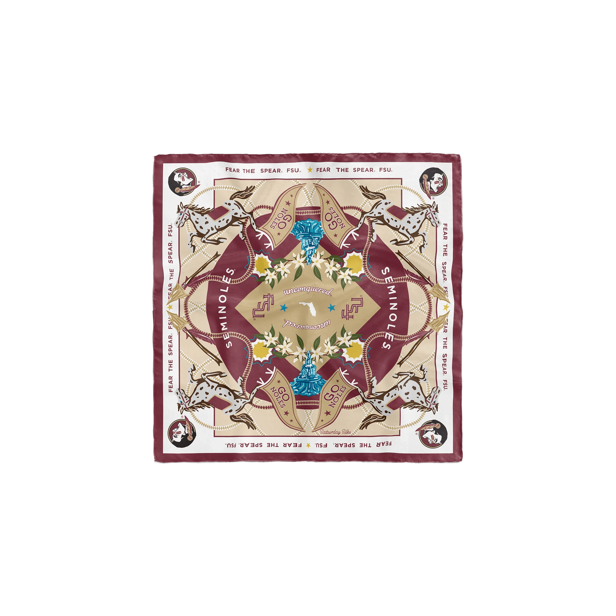 [Saturday Silks] Garnet Glory FSU Silk Pocket Scarf - The Pink Pineapple 850