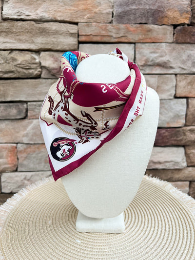 [Saturday Silks] Garnet Glory FSU Silk Pocket Scarf - The Pink Pineapple 850