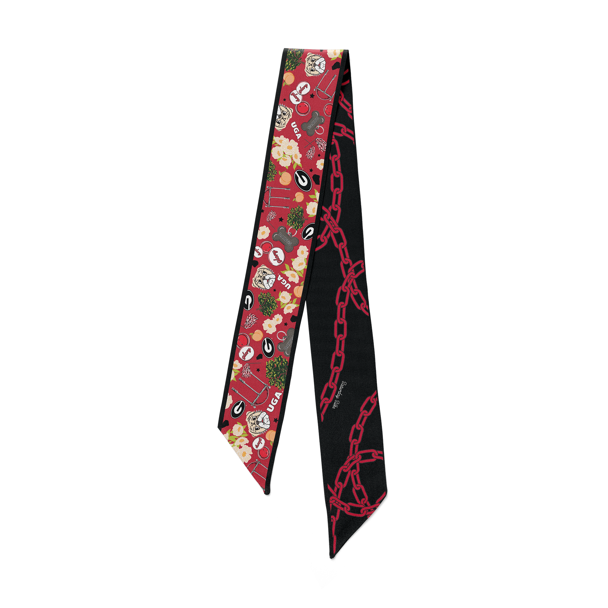 [Saturday Silks] Georgia Gameday Skinny Scarf - The Pink Pineapple 850