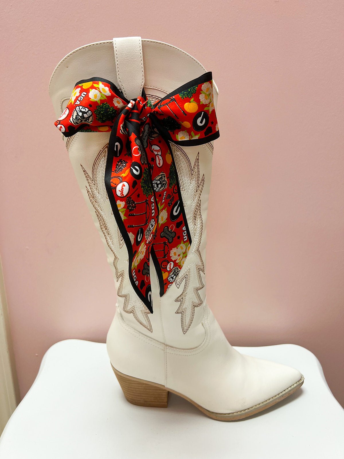 [Saturday Silks] Georgia Gameday Skinny Scarf - The Pink Pineapple 850