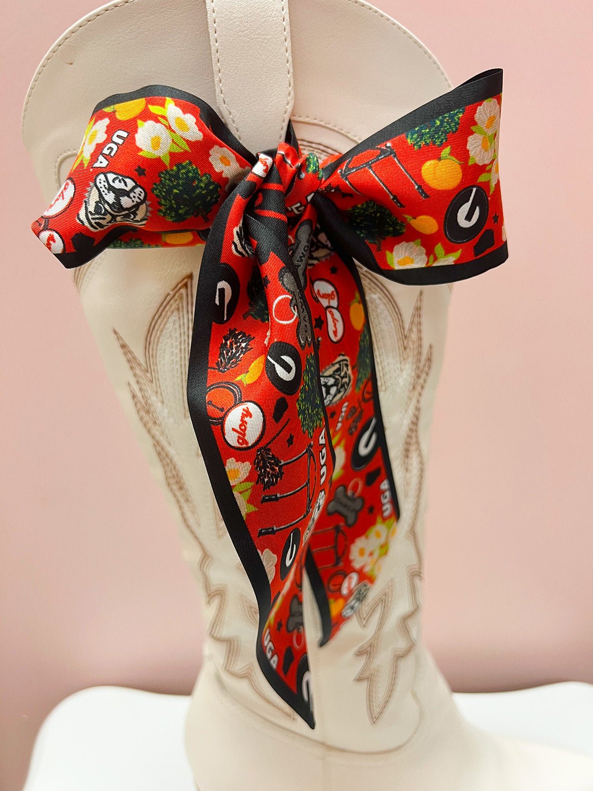 [Saturday Silks] Georgia Gameday Skinny Scarf - The Pink Pineapple 850