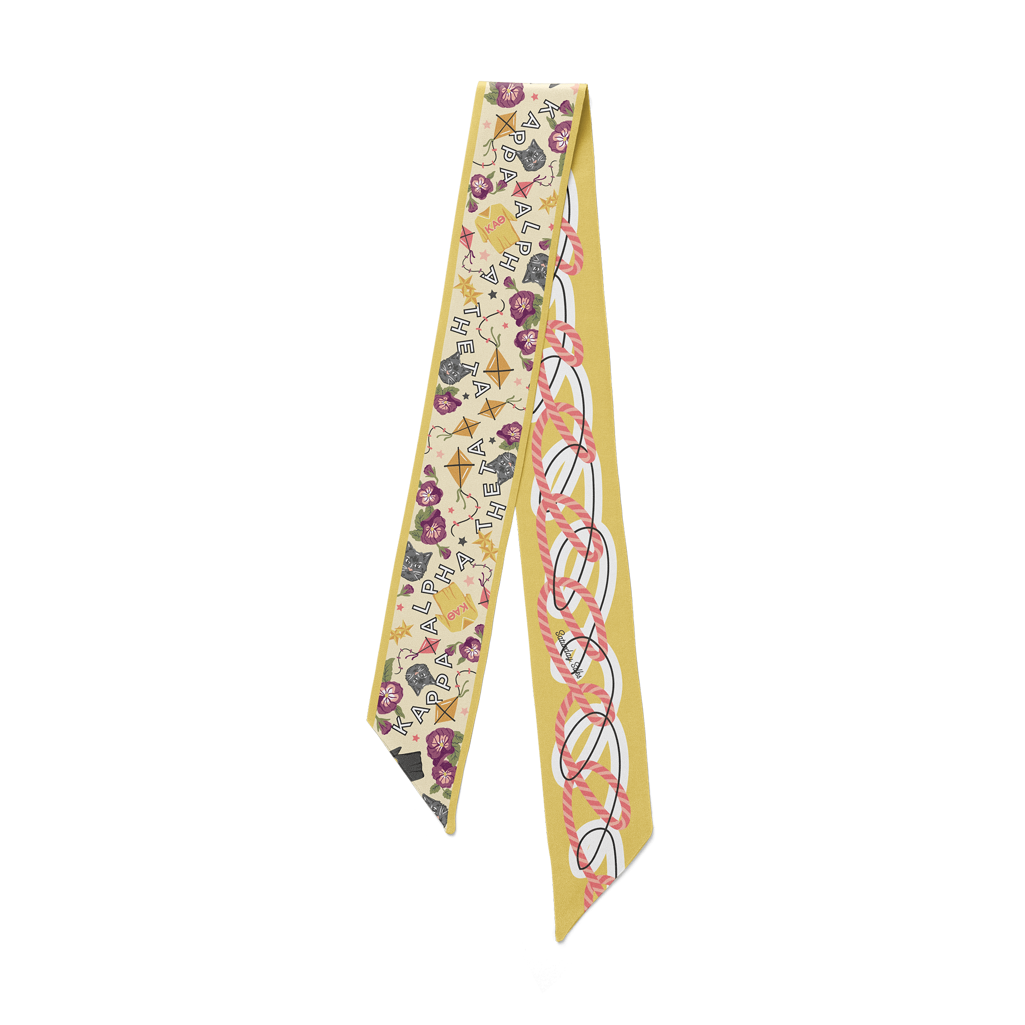 [Saturday Silks] Kappa Alpha Theta Skinny Scarf - The Pink Pineapple 850