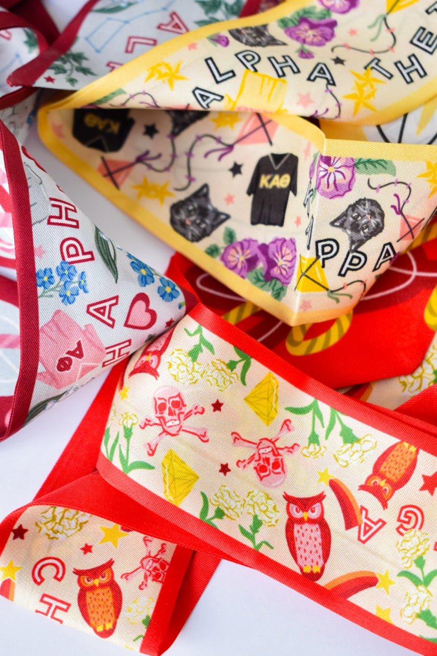 [Saturday Silks] Kappa Alpha Theta Skinny Scarf - The Pink Pineapple 850