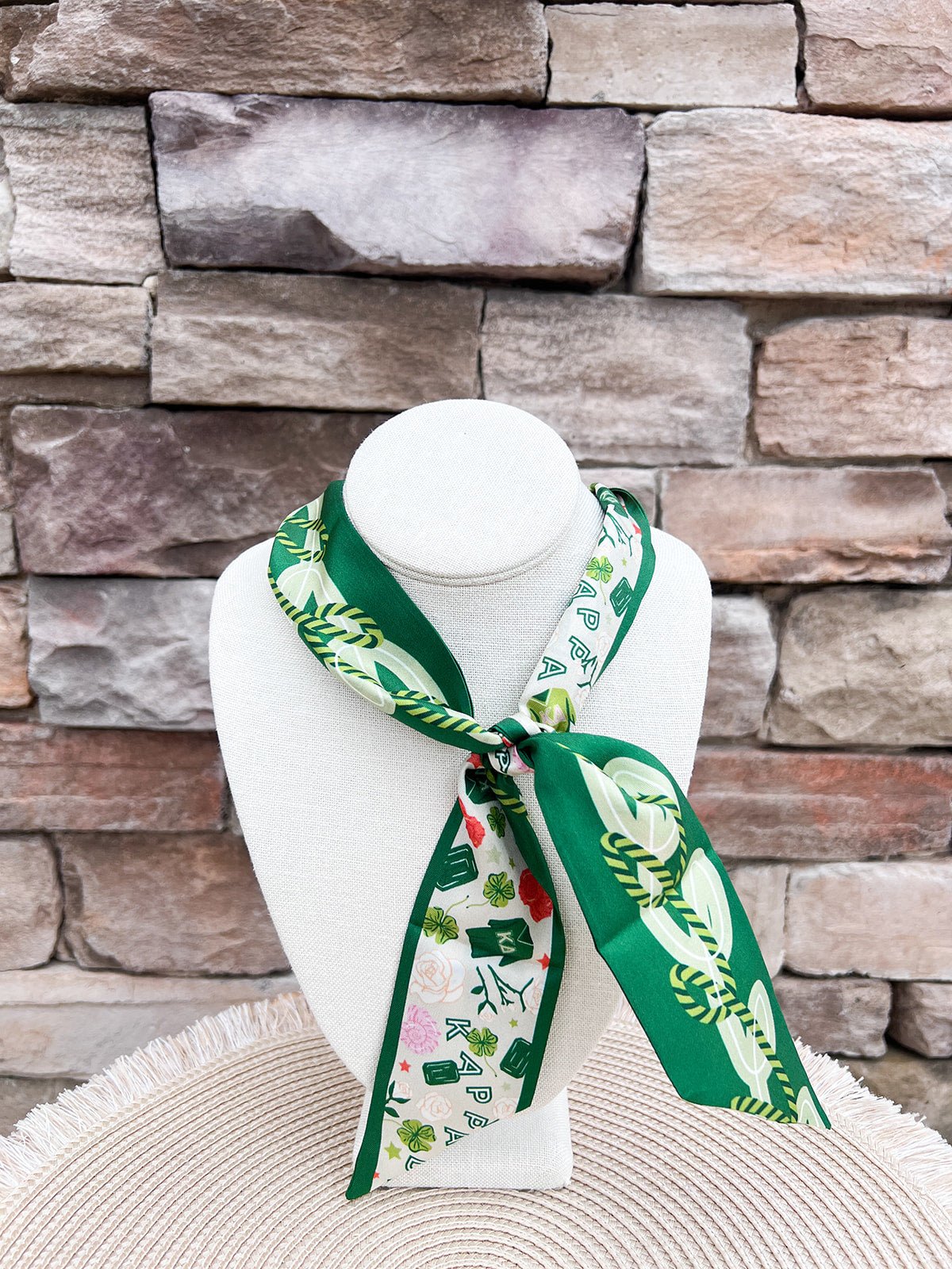[Saturday Silks] Kappa Delta Skinny Scarf - The Pink Pineapple 850