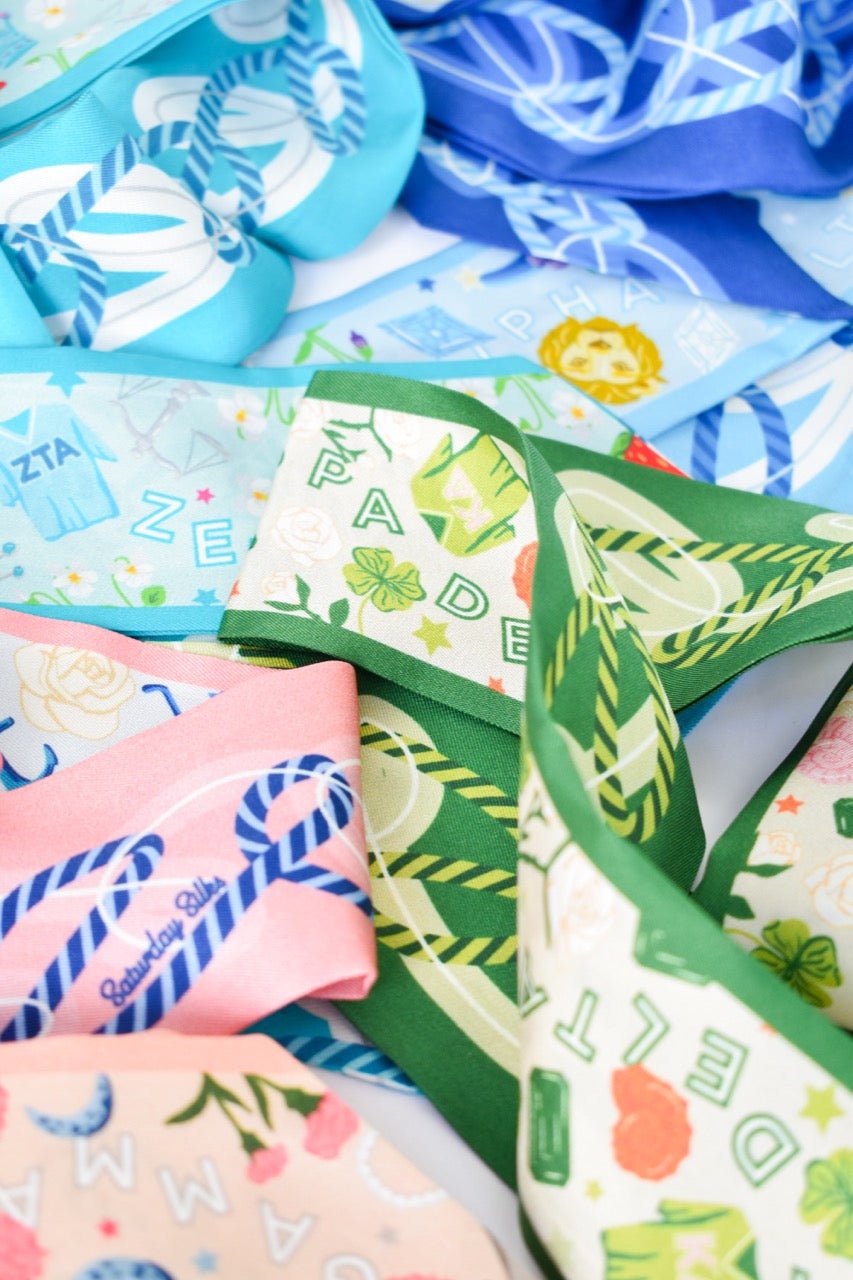 [Saturday Silks] Kappa Delta Skinny Scarf - The Pink Pineapple 850