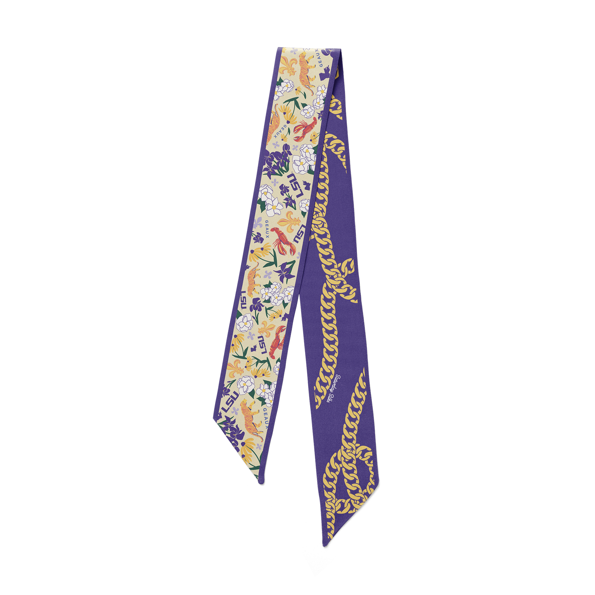 [Saturday Silks] LSU Gameday Skinny Scarf - The Pink Pineapple 850
