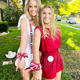 [Saturday Silks] Oklahoma Gameday Skinny Scarf - The Pink Pineapple 850