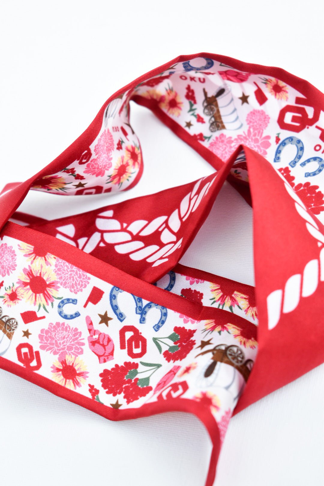 [Saturday Silks] Oklahoma Gameday Skinny Scarf - The Pink Pineapple 850