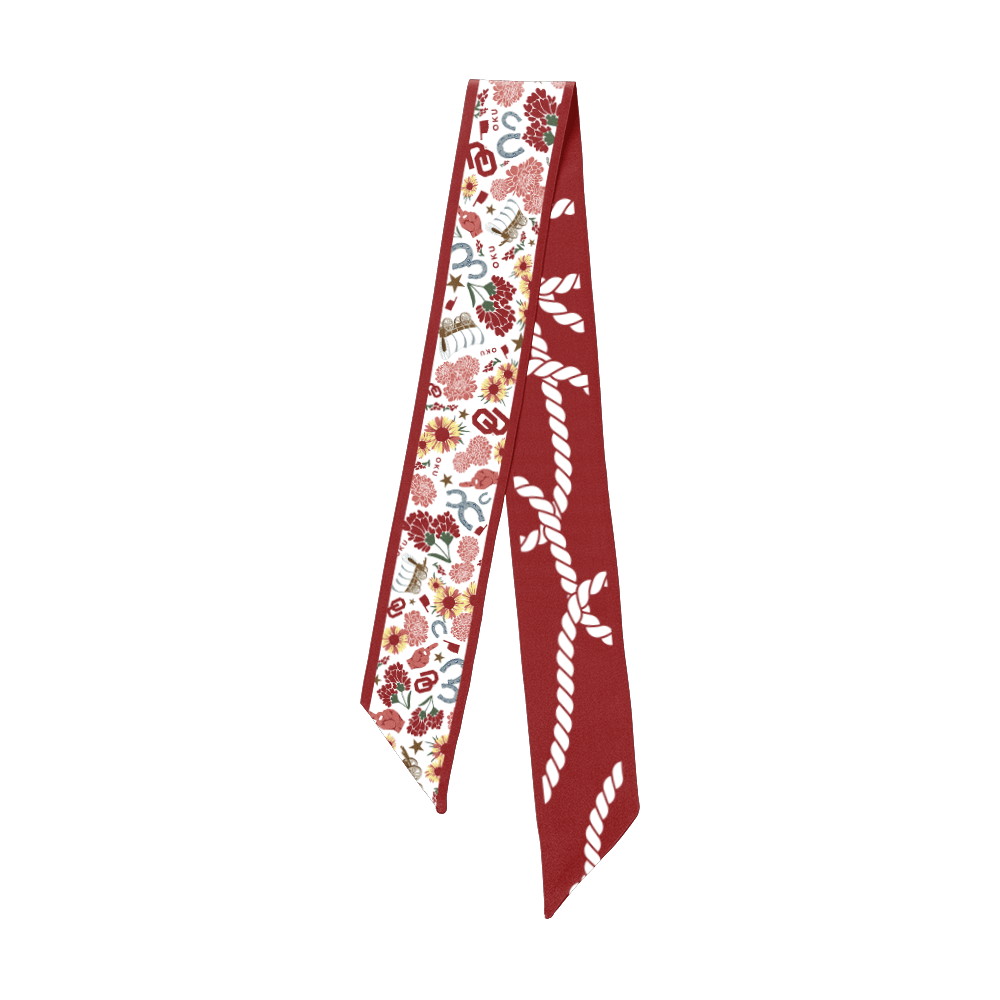 [Saturday Silks] Oklahoma Gameday Skinny Scarf - The Pink Pineapple 850