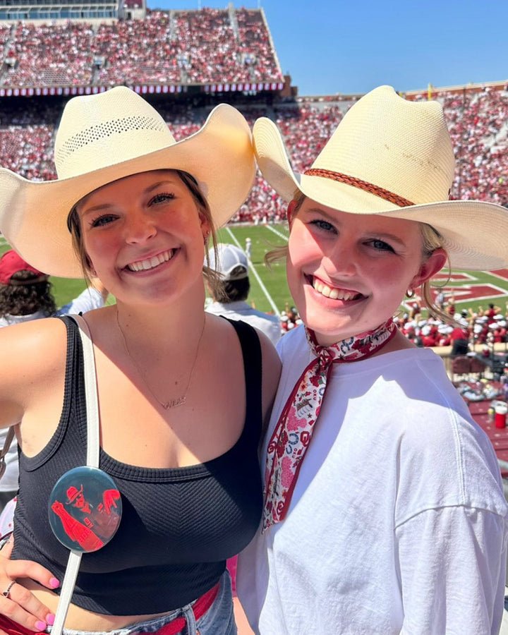 [Saturday Silks] Oklahoma Gameday Skinny Scarf - The Pink Pineapple 850