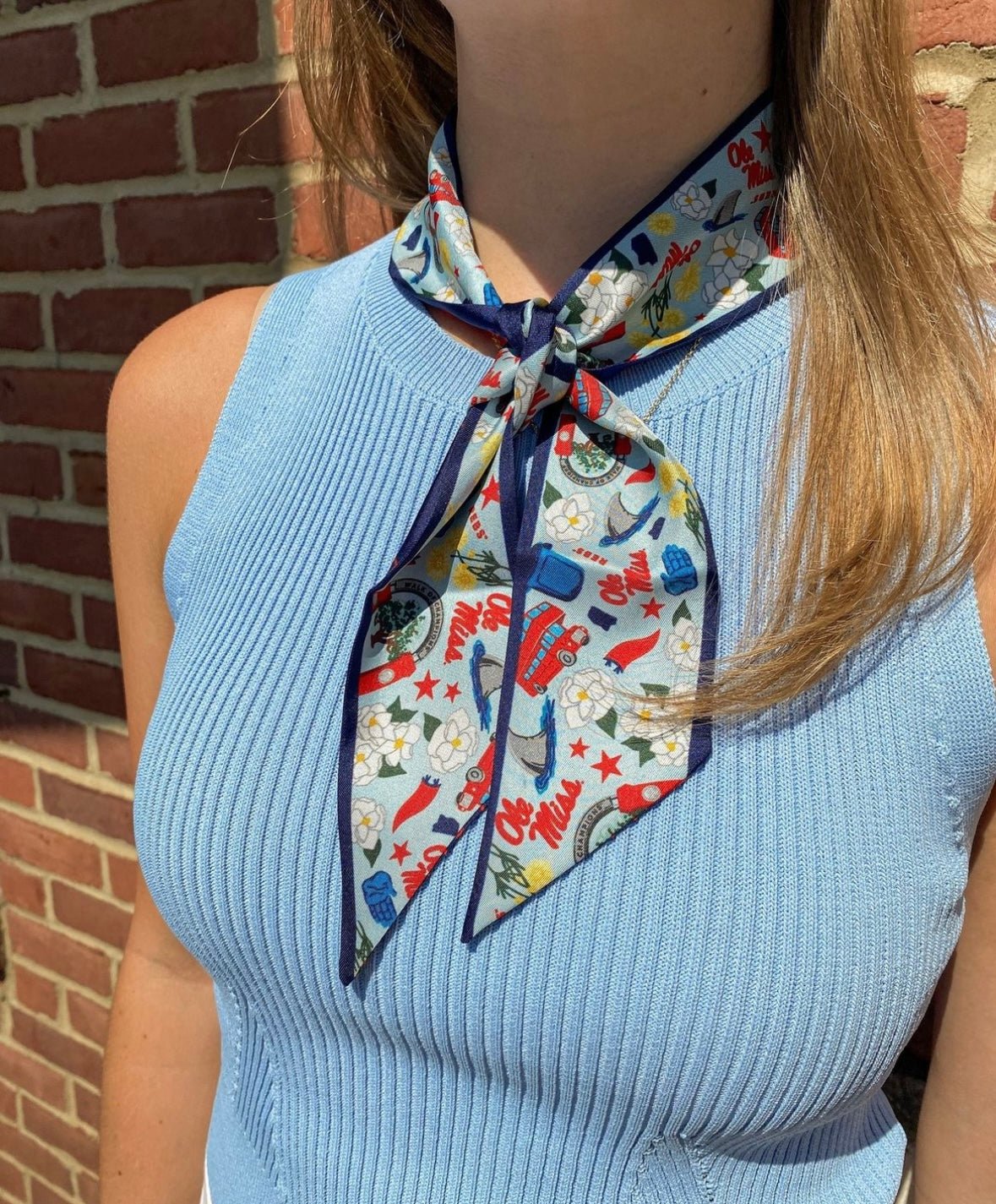 [Saturday Silks] Ole Miss Gameday Skinny Scarf - The Pink Pineapple 850