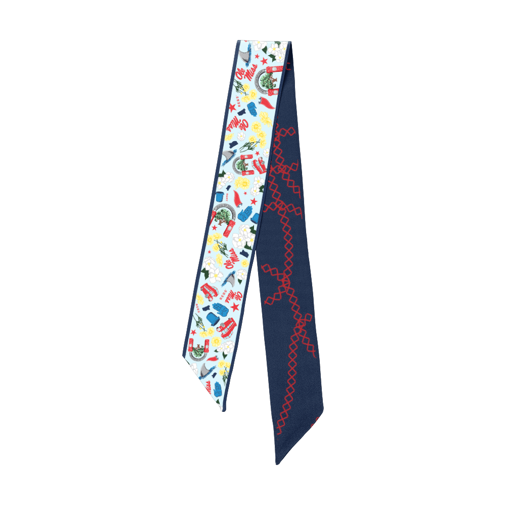 [Saturday Silks] Ole Miss Gameday Skinny Scarf - The Pink Pineapple 850