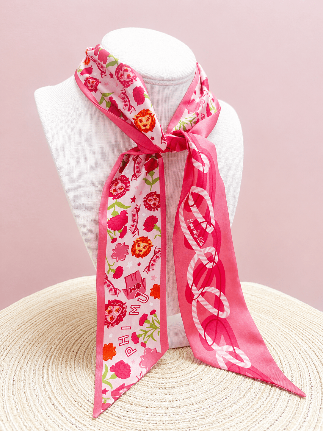 [Saturday Silks] Phi Mu Skinny Scarf - The Pink Pineapple 850