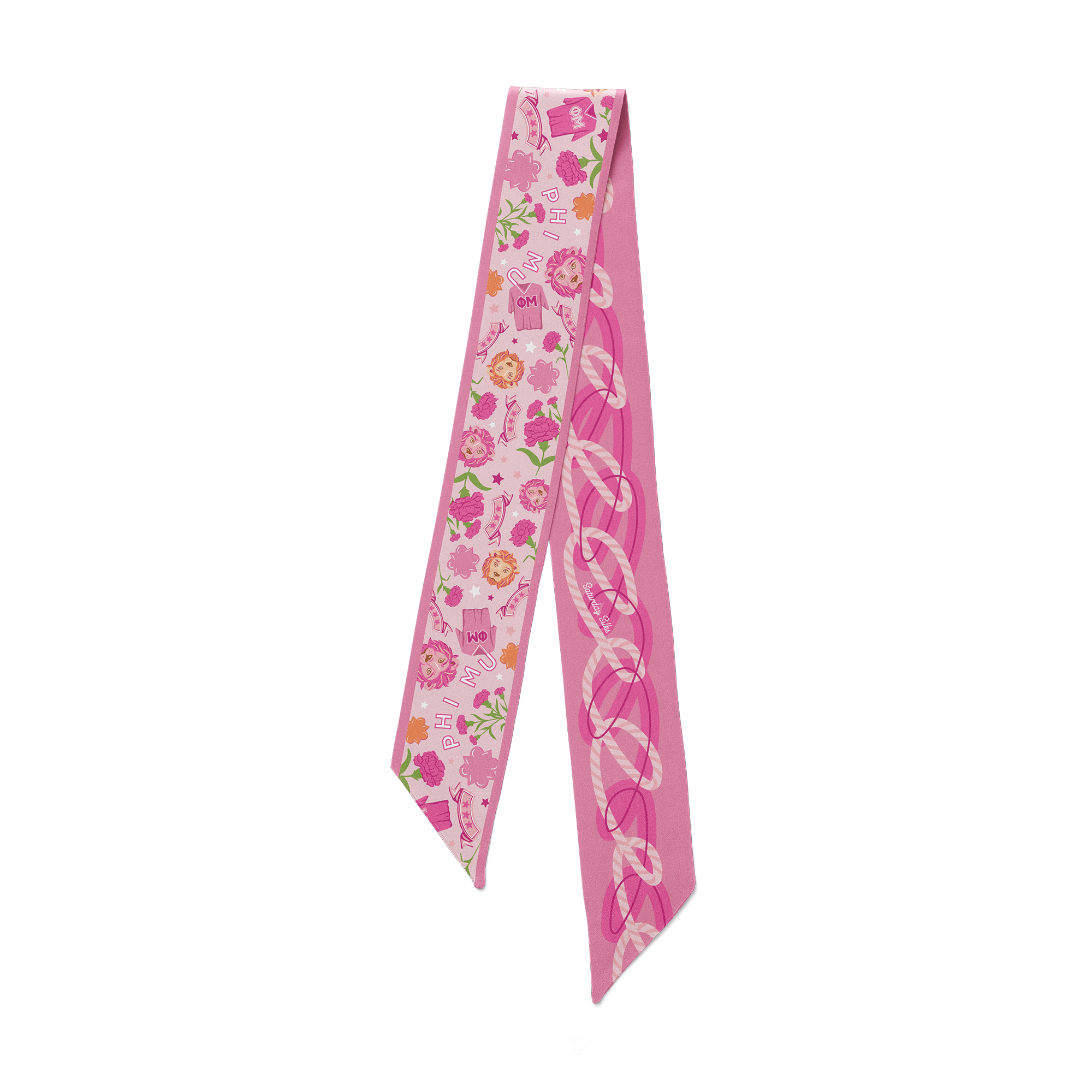 [Saturday Silks] Phi Mu Skinny Scarf - The Pink Pineapple 850