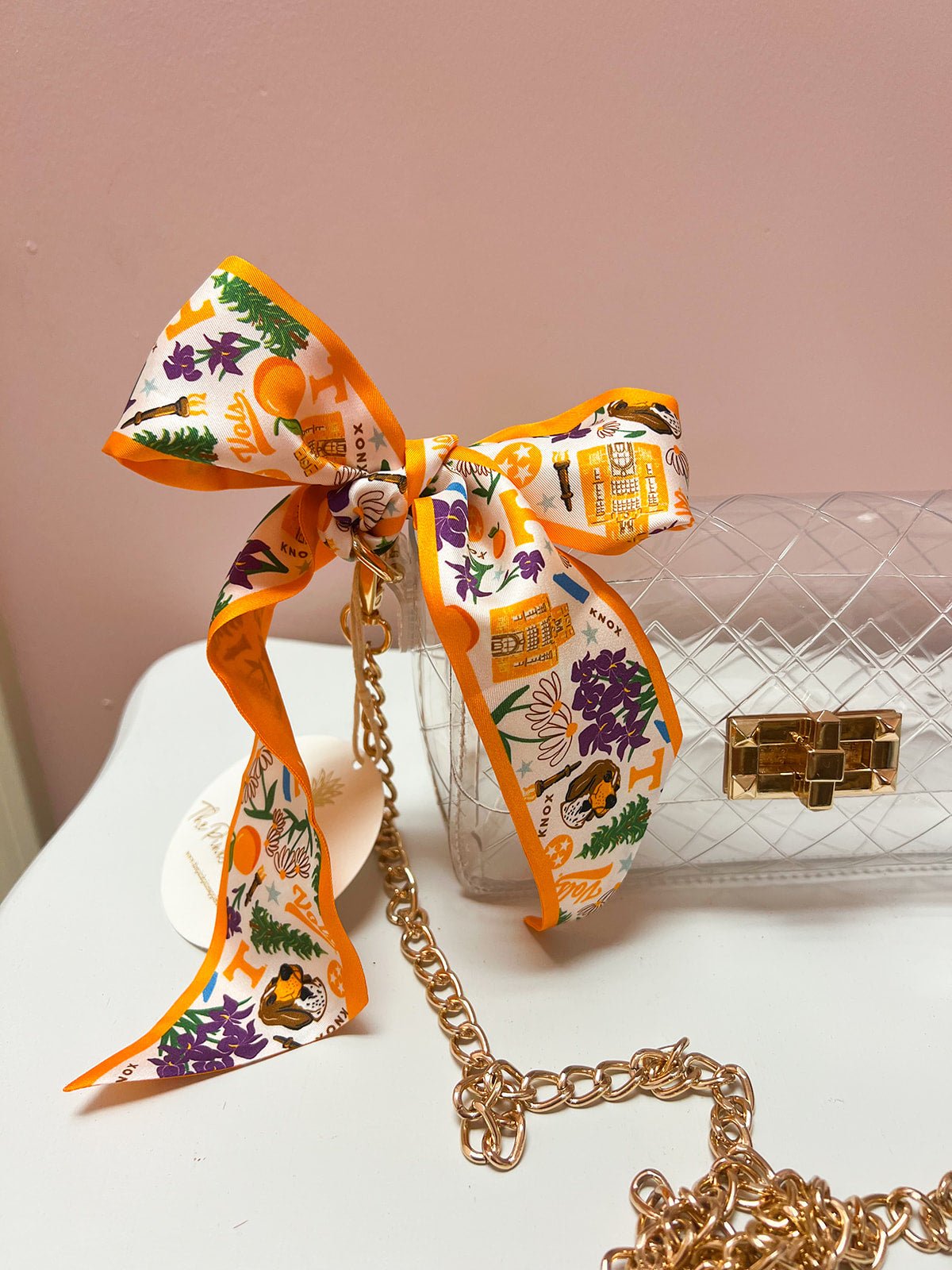 [Saturday Silks] Tennessee Gameday Skinny Scarf - The Pink Pineapple 850