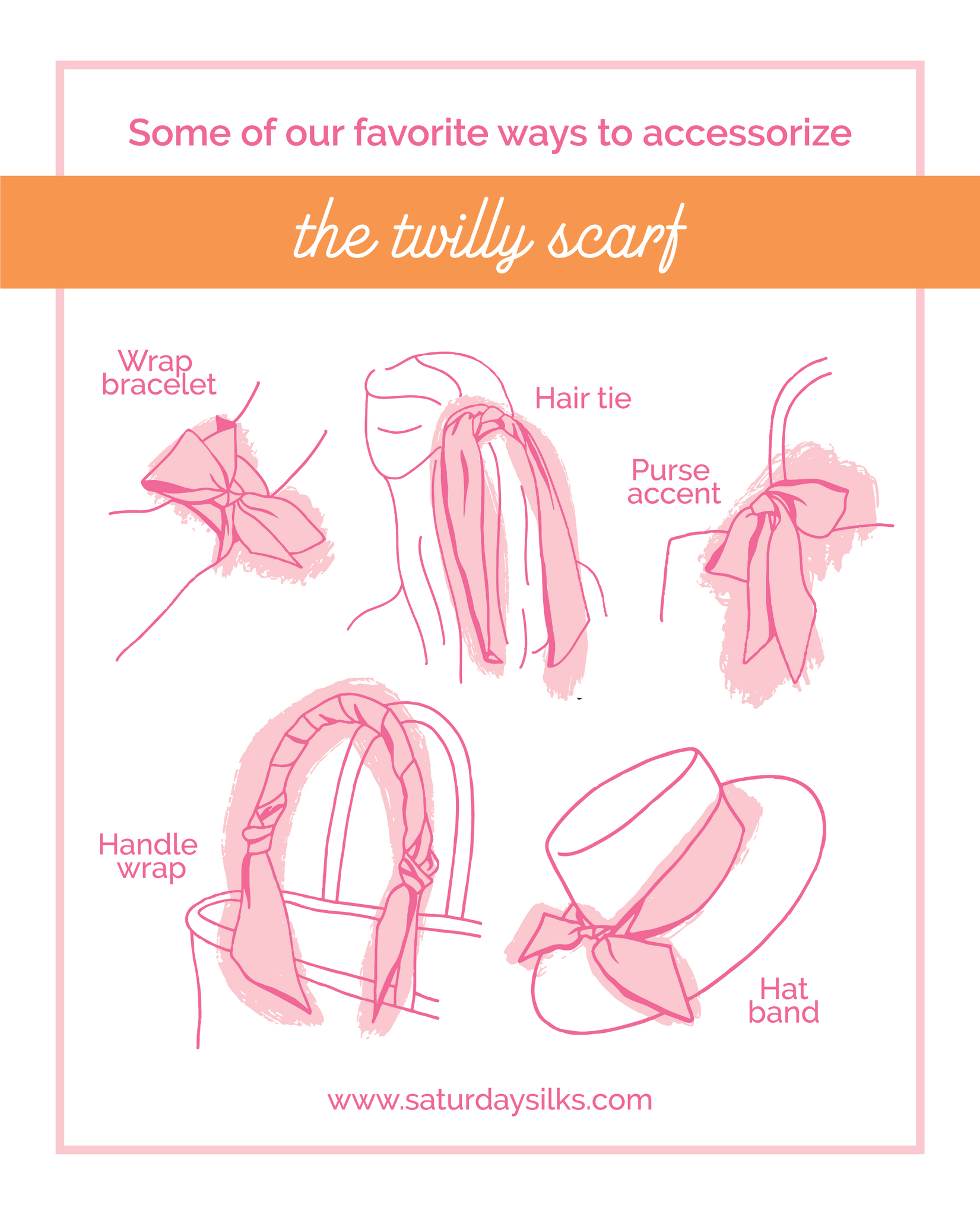 [Saturday Silks] Tri Sigma Skinny Scarf - The Pink Pineapple 850