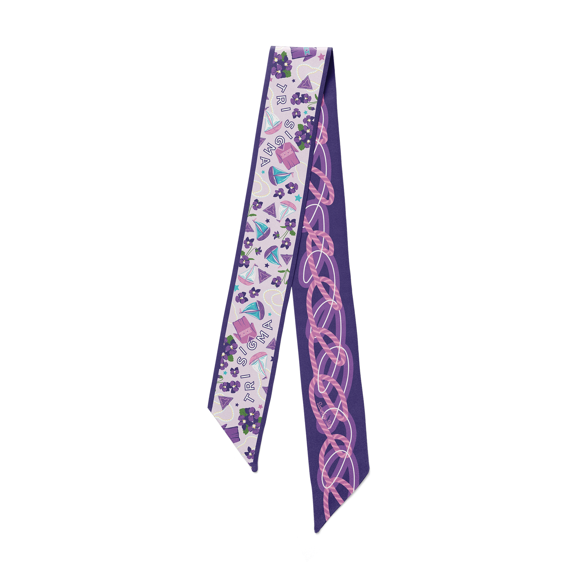 [Saturday Silks] Tri Sigma Skinny Scarf - The Pink Pineapple 850