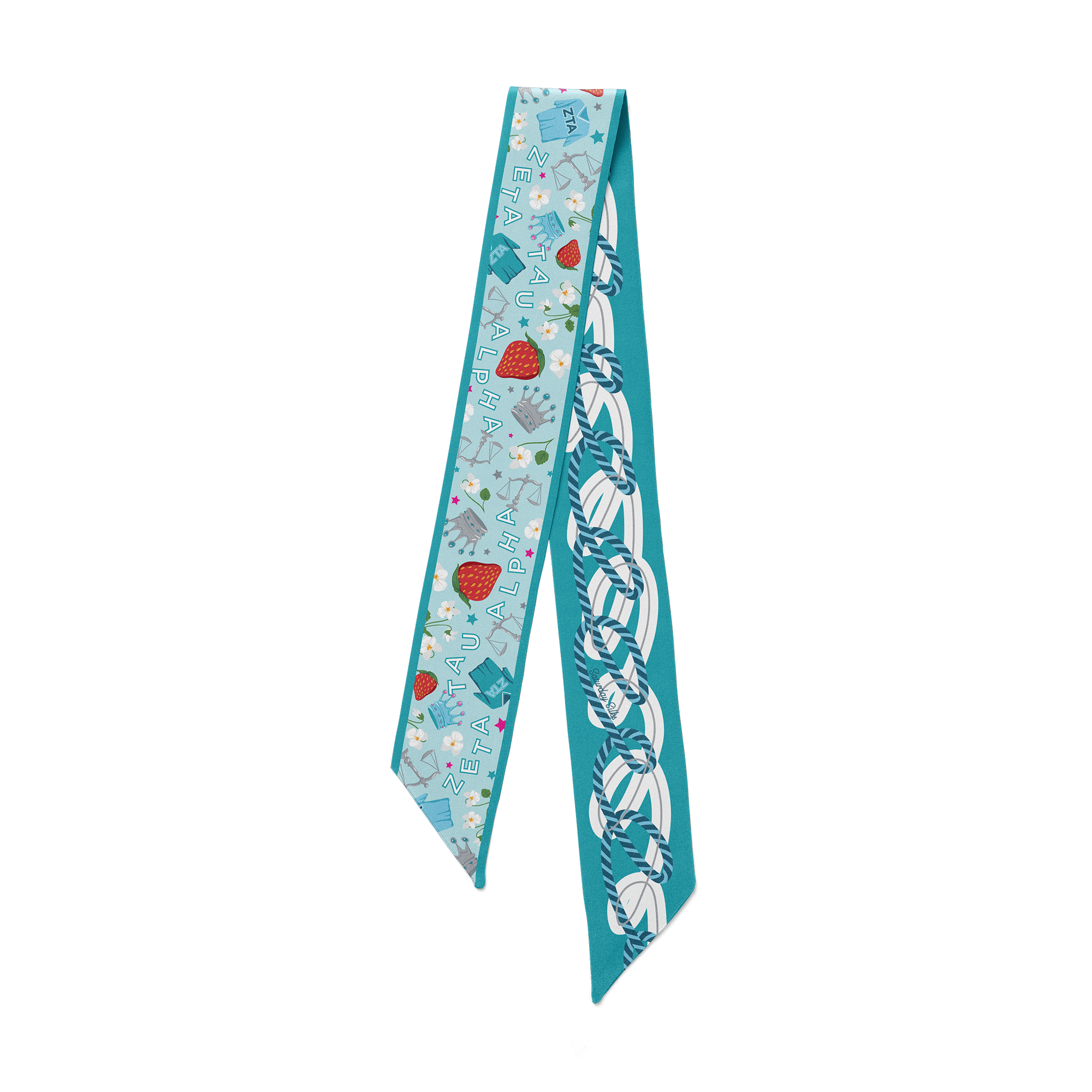 [Saturday Silks] Zeta Tau Alpha Skinny Scarf - The Pink Pineapple 850