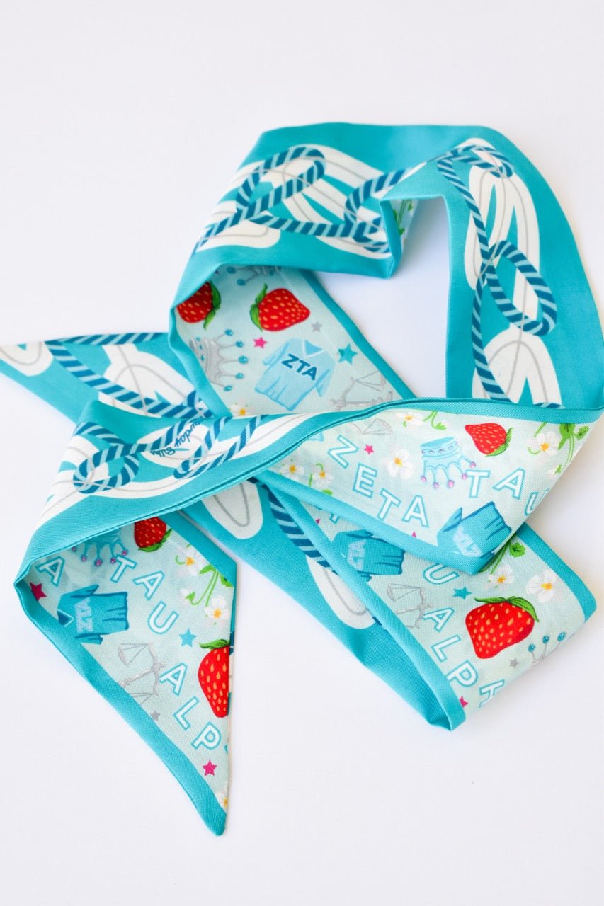 [Saturday Silks] Zeta Tau Alpha Skinny Scarf - The Pink Pineapple 850