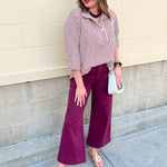 Saturday Stroll Striped Blouse in Garnet - The Pink Pineapple 850