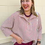 Saturday Stroll Striped Blouse in Garnet - The Pink Pineapple 850