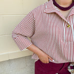 Saturday Stroll Striped Blouse in Garnet - The Pink Pineapple 850