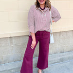 Saturday Stroll Striped Blouse in Garnet - The Pink Pineapple 850