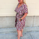 Saturday Sunset Aztec Dress in Garnet - The Pink Pineapple 850