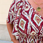 Saturday Sunset Aztec Dress in Garnet - The Pink Pineapple 850
