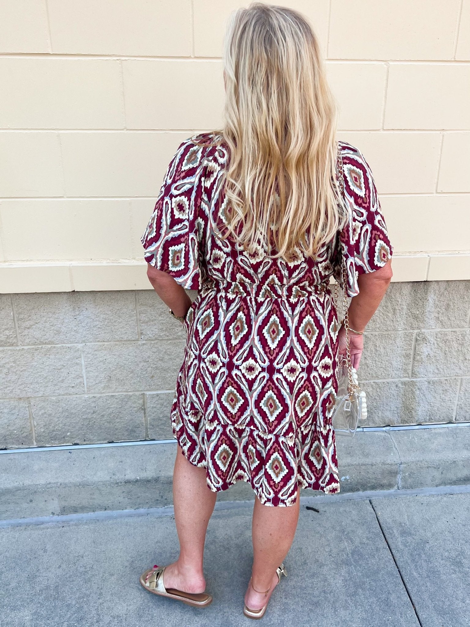 Saturday Sunset Aztec Dress in Garnet - The Pink Pineapple 850