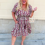 Saturday Sunset Aztec Dress in Garnet - The Pink Pineapple 850