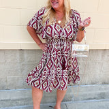 Saturday Sunset Aztec Dress in Garnet - The Pink Pineapple 850