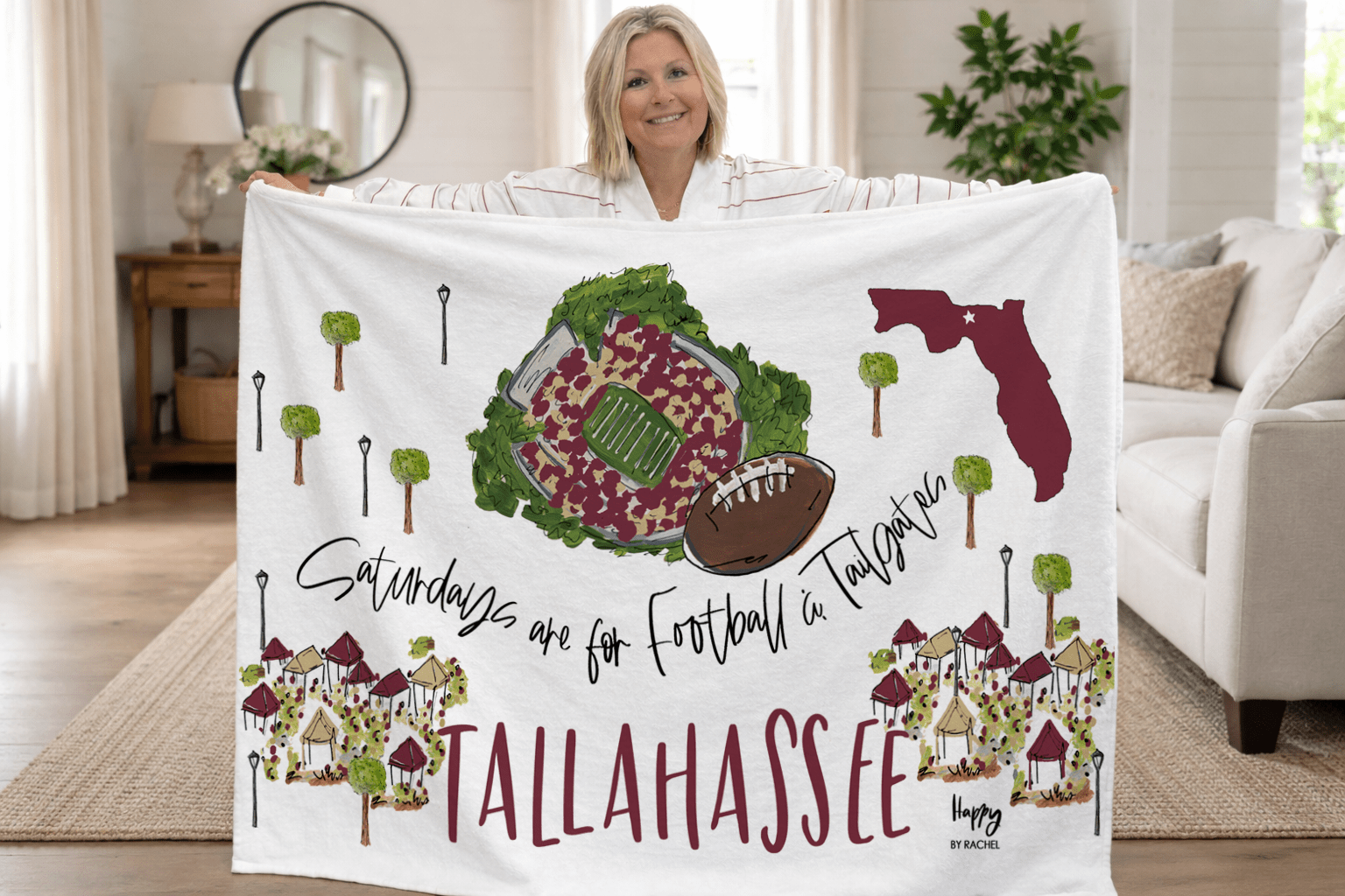 Saturdays Are For Football Fleece Blanket - The Pink Pineapple 850
