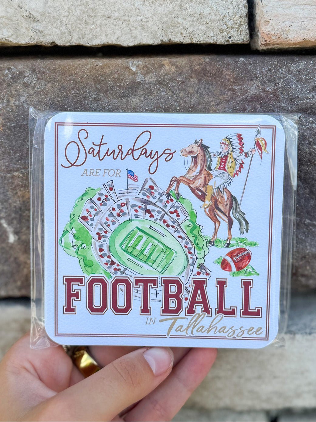 Saturdays Are For Football in Tallahassee Coaster Set - The Pink Pineapple 850